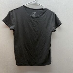 Faceplant Dreams Women's Gray Scoop Neck Tee Short Sleeves Bamboo Size M Cropped